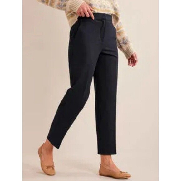 Boden Pants - BODEN Bi-Stretch Straight Leg Navy Trousers Women 8R Pants Flat Front Ankle Twil